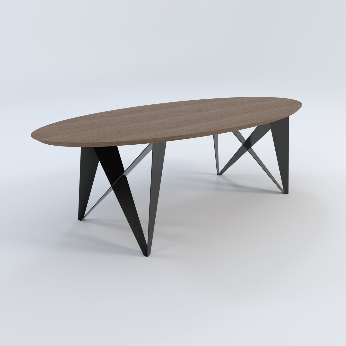 Masă de bucătărie / Living din Stejar Masiv, Round-Cut Poseidon - 120CM Lățime Finisaj Nuc