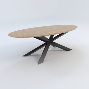 Masă de bucătărie / Living din Stejar Masiv, Round-Cut Helios - 120CM Lățime
