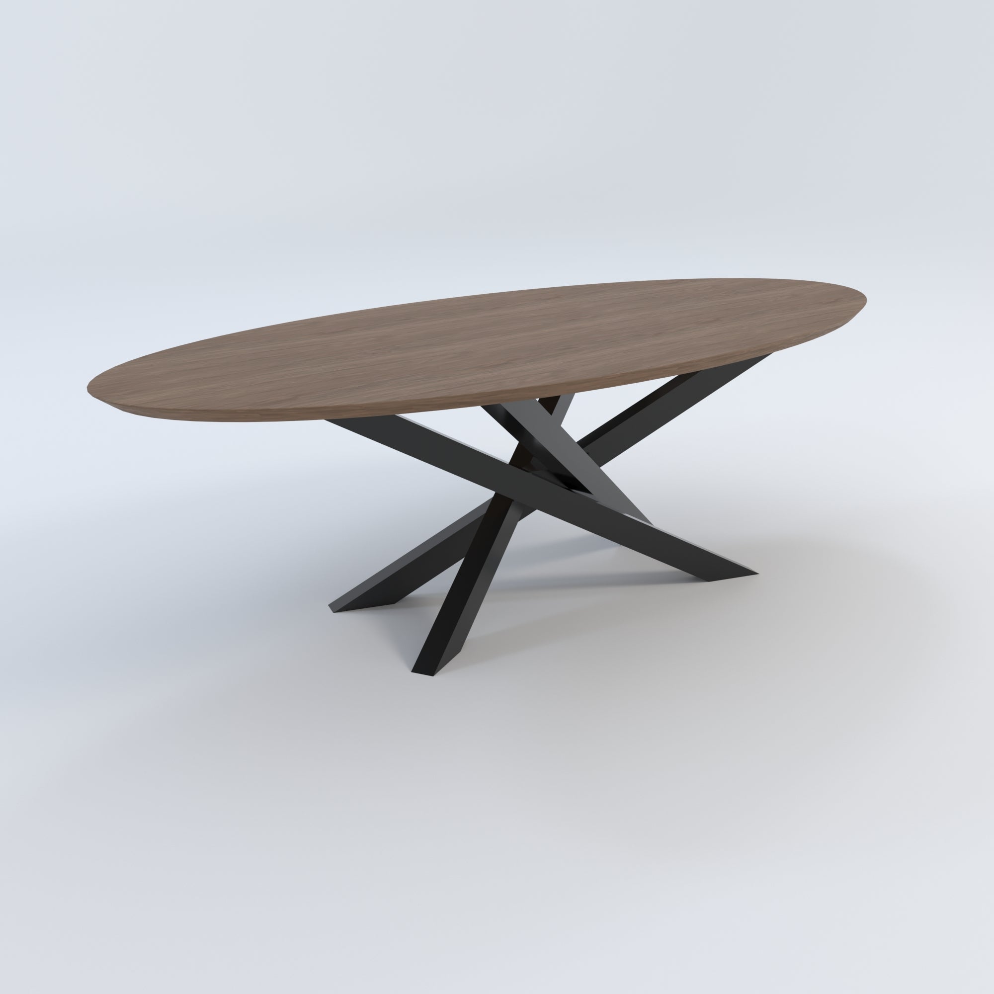 Masă de bucătărie / Living din Stejar Masiv, Round-Cut Osiris - 120CM Lățime Finisaj Nuc