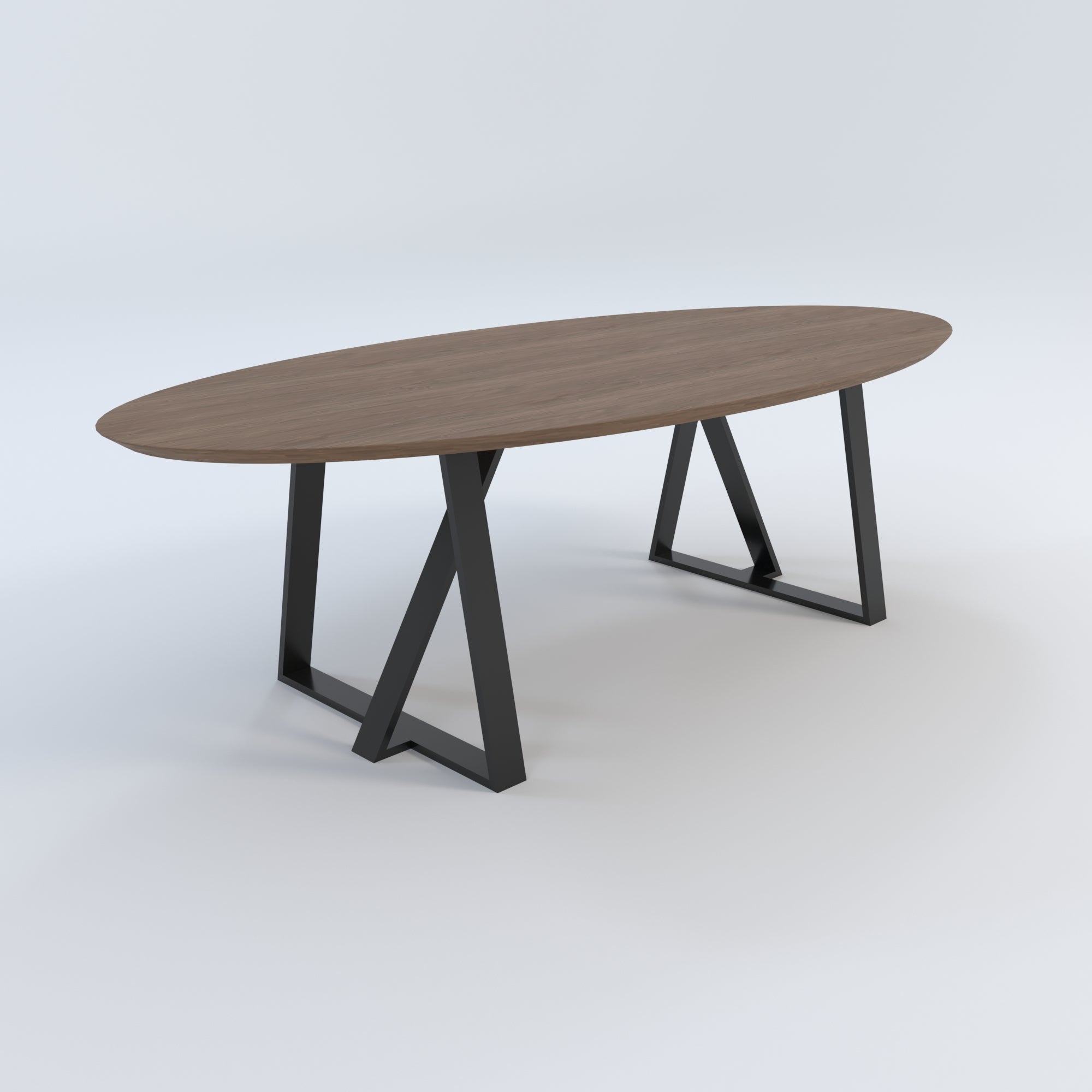 Masă de bucătărie / Living din Stejar Masiv, Round-Cut Uranus - 120CM Lățime Finisaj Nuc